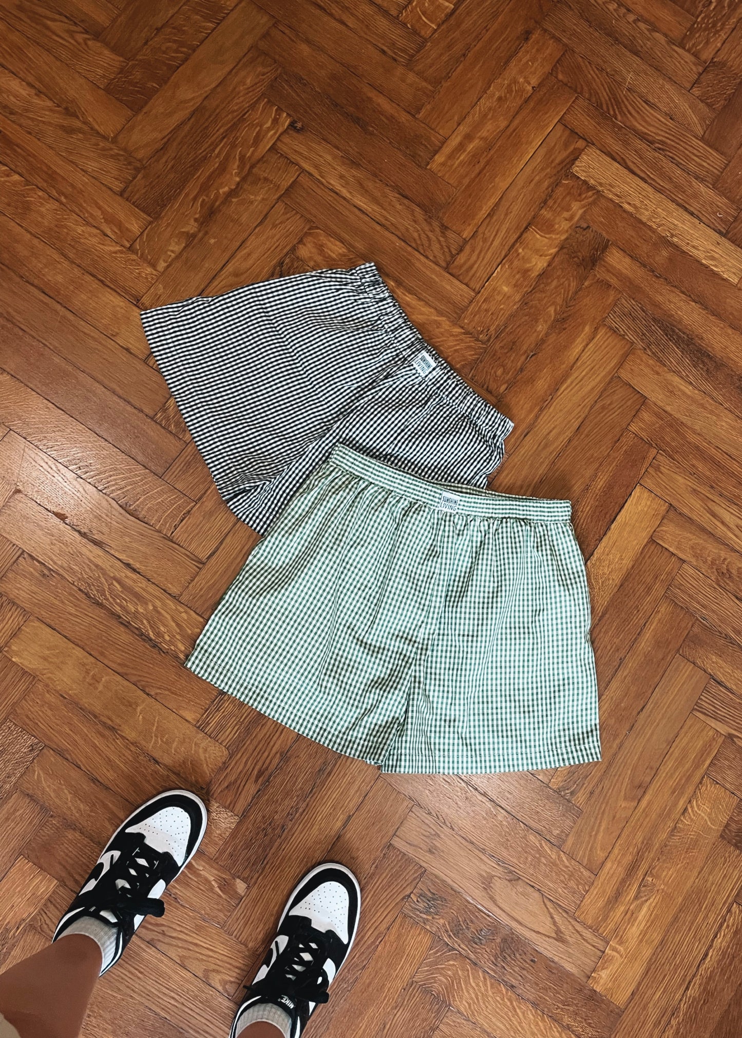 Green Gingham Boxer Style Shorts