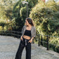Black Cropped Cargo Trousers